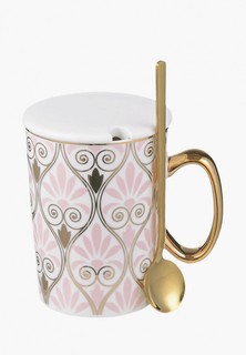 Кружка Decogallery "Орнамент" с ложкой и крышкой
