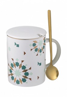 Кружка Decogallery "Abstract" с ложкой и крышкой