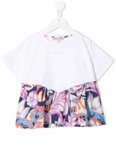 Emilio Pucci Junior футболка с логотипом и цветочным принтом