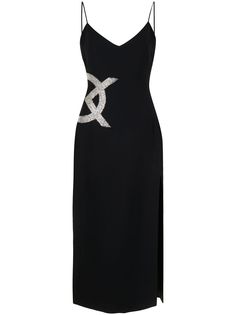 David Koma платье миди с кристаллами и логотипом