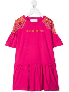 Alberta Ferretti Kids платье с вышитым логотипом