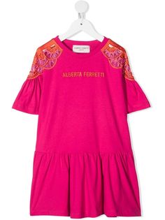 Alberta Ferretti Kids платье с вышитым логотипом