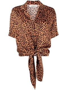 Laneus рубашка с леопардовым принтом и короткими рукавами