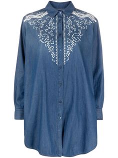 Ermanno Scervino джинсовая рубашка с вышивкой