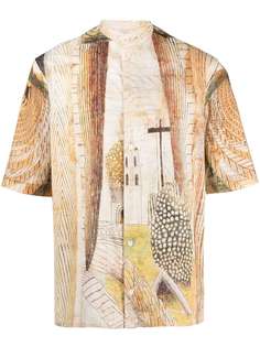 Lemaire рубашка с воротником-стойкой и принтом