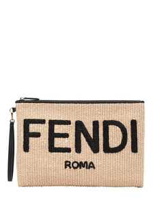 Fendi плетеный клатч с логотипом