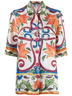 Dolce & Gabbana Pre-Owned рубашка с короткими рукавами и цветочным принтом
