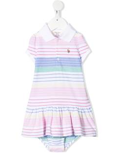Ralph Lauren Kids полосатое платье с воротником поло