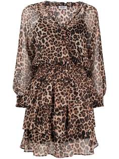 LIU JO платье мини с оборками и леопардовым принтом