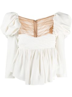 KHAITE блузка с пышными рукавами и баской