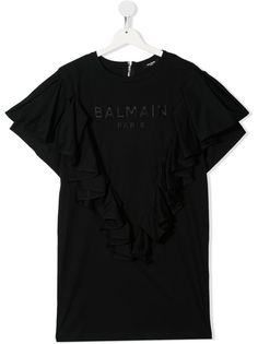 Balmain Kids платье-футболка с вышитым логотипом