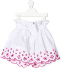 Miss Blumarine шорты с цветочной вышивкой и фестонами