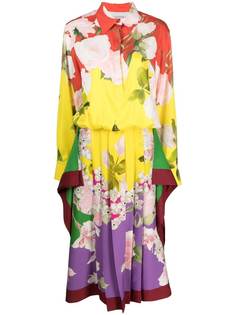 Valentino плиссированное платье миди с цветочным принтом
