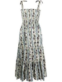 Tory Burch платье миди без рукавов с цветочным принтом