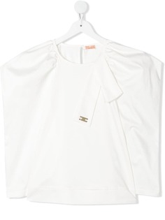 Elisabetta Franchi La Mia Bambina блузка с логотипом и рукавами жиго
