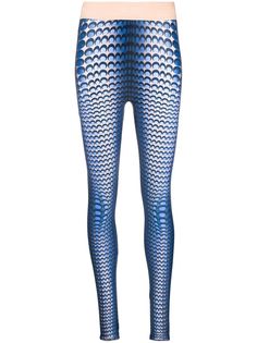 Marine Serre fish skin-print logo-tape leggings