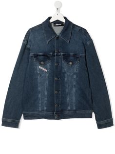 Diesel Kids джинсовая куртка с нашивкой-логотипом