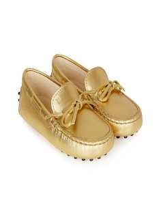 Tods Kids лоферы на шнуровке с эффектом металлик