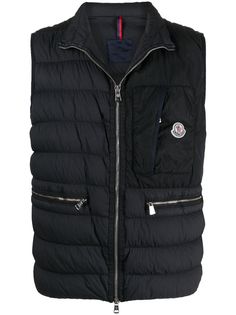 Moncler дутый жилет с нашивкой-логотипом