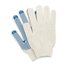 Перчатки Профи, многоразовые, размер: универсальный, х/б, 10 пар, цвет белый, точка Noname