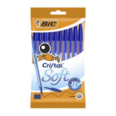 Набор ручек шариков. Bic Cristal Soft (918532) прозрачный d=0.35мм пакет (10шт)