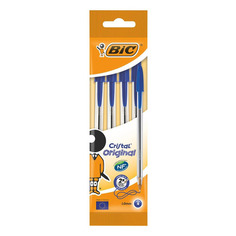 Набор ручек шариков. Bic Cristal (8308601) прозрачный d=0.32мм пакет (4шт) 10 шт./кор.