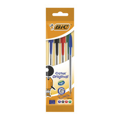 Набор ручек шариков. Bic Cristal (8308621) прозрачный d=0.32мм пакет (4шт) 10 шт./кор.