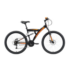 Велосипед Black One Flash FS 26 D (2021) горный рам.:18" кол.:26" черный/оранжевый 22кг (HD00000374)