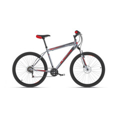 Велосипед BLACK ONE Hooligan 26 D (2021), горный (взрослый), рама 16", колеса 26", серый/красный, 18кг [hd00000460]