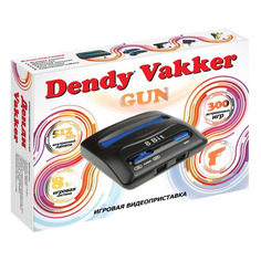 Игровая консоль DENDY 300 игр, световой пистолет, Vakker, черный