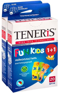 Пластырь TENERIS Fun Kids, бактерицидный, 20+20 шт (1319-007)