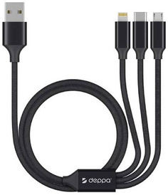 Кабель для iPod, iPhone, iPad Deppa Ligthning - microUSB/USB-C, 1,2 м (72299)