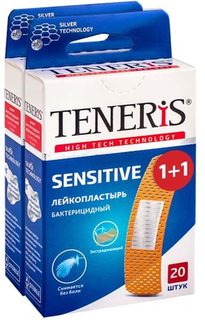 Пластырь TENERIS Sensitive, бактерицидный, 20+20 шт (1319-009)