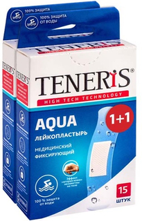 Пластырь TENERIS Aqua, водонепроницаемый, фиксирующий, 15+15 шт (1319-010)
