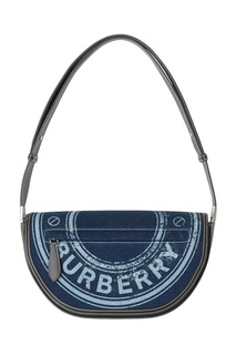 Миниатюрная синяя сумка из денима и кожи Olympia Burberry