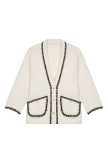 Жакет цвета экрю с контрастной отделкой Maje