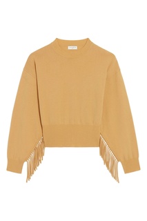 Шерстяной джемпер цвета карри с бахромой Sandro