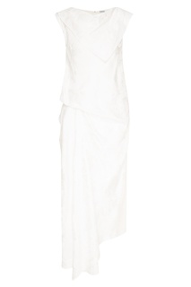Белое жаккардовое платье сложного кроя Loewe