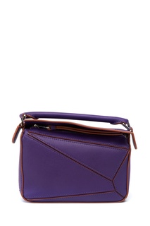 Пурпурная кожаная сумка Mini Puzzle Loewe