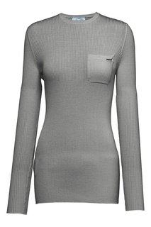 Серый джемпер из шерсти и шелка Prada