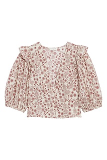 Хлопковая блузка жемчужного цвета с принтом Sandro