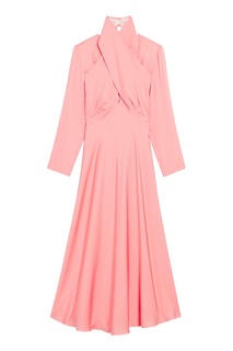 Розовое платье с драпированным воротником Sandro