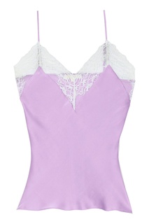 Сиреневый топ из шелка с кружевом Maje