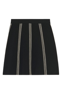 Черная юбка-трапеция с контрастной отстрочкой Sandro