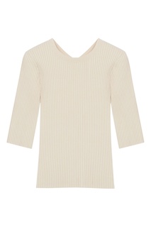 Бежевый трикотажный топ с вырезом на спине Maje