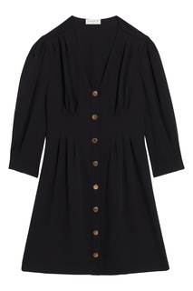 Темно-синее платье с V-образным вырезом Sandro