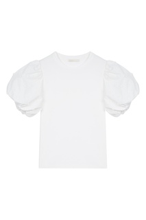 Белая хлопковая футболка с объемными рукавами Maje