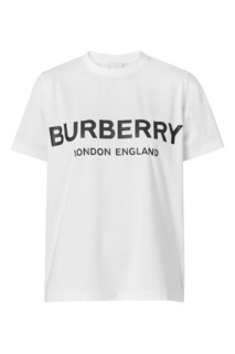 Белая хлопковая футболка с логотипом Burberry