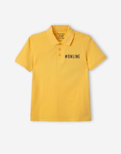 Жёлтое поло с принтом FUTURE ONLINE для мальчика Gloria Jeans
