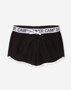 Чёрные пляжные шорты с принтом Summer camp Gloria Jeans